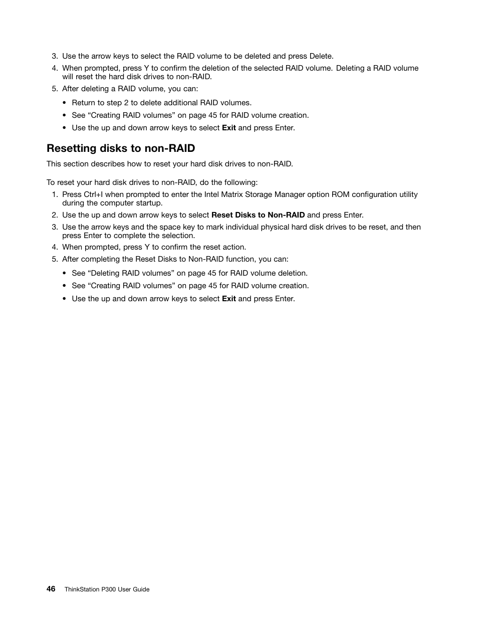 Resetting disks to non-raid | Lenovo ThinkStation P300 User Manual | Page 58 / 150
