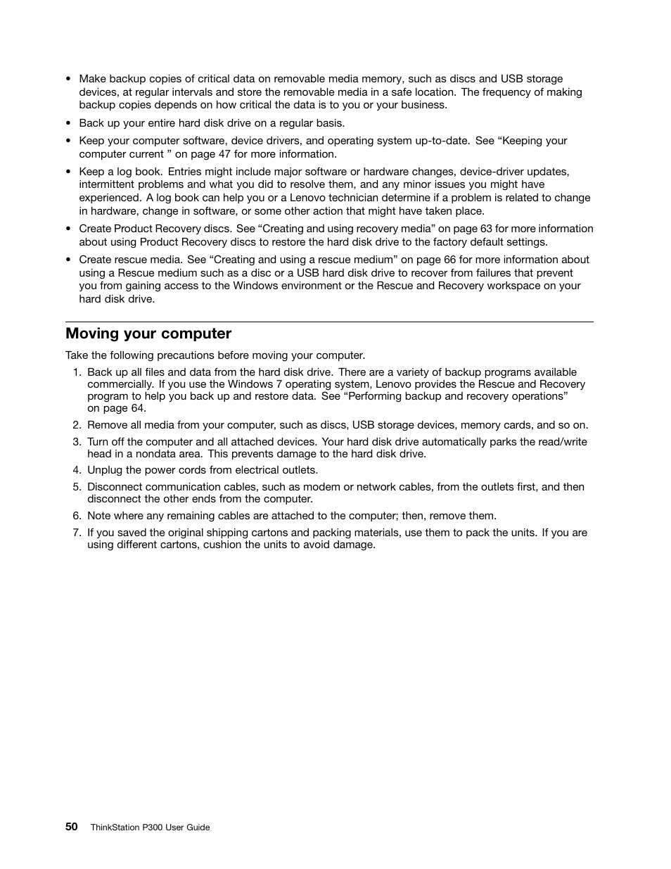 Moving your computer | Lenovo ThinkStation P300 User Manual | Page 62 / 150