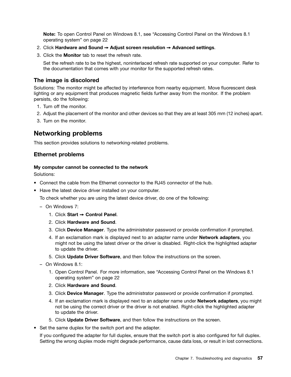 Networking problems | Lenovo ThinkStation P300 User Manual | Page 69 / 150