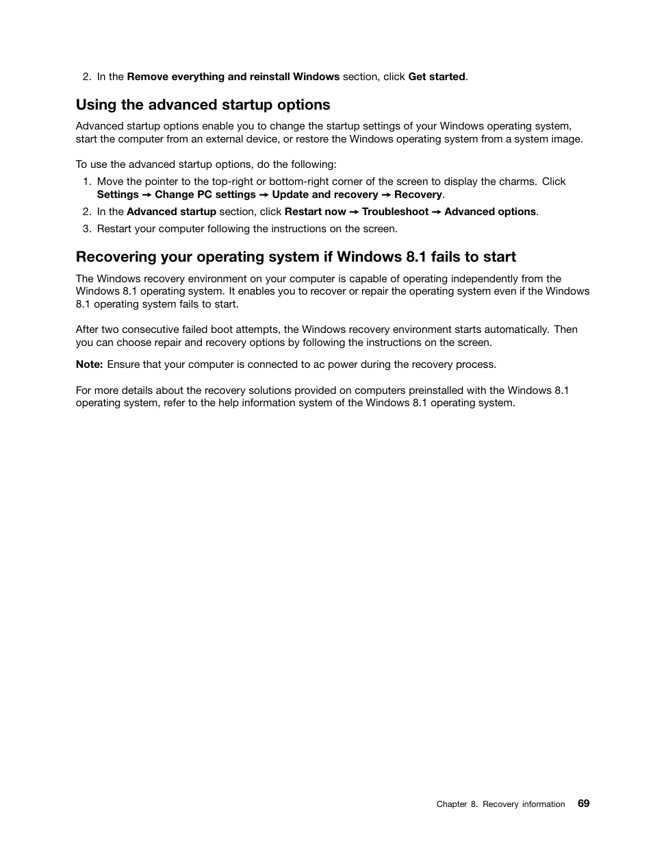 Using the advanced startup options | Lenovo ThinkStation P300 User Manual | Page 81 / 150