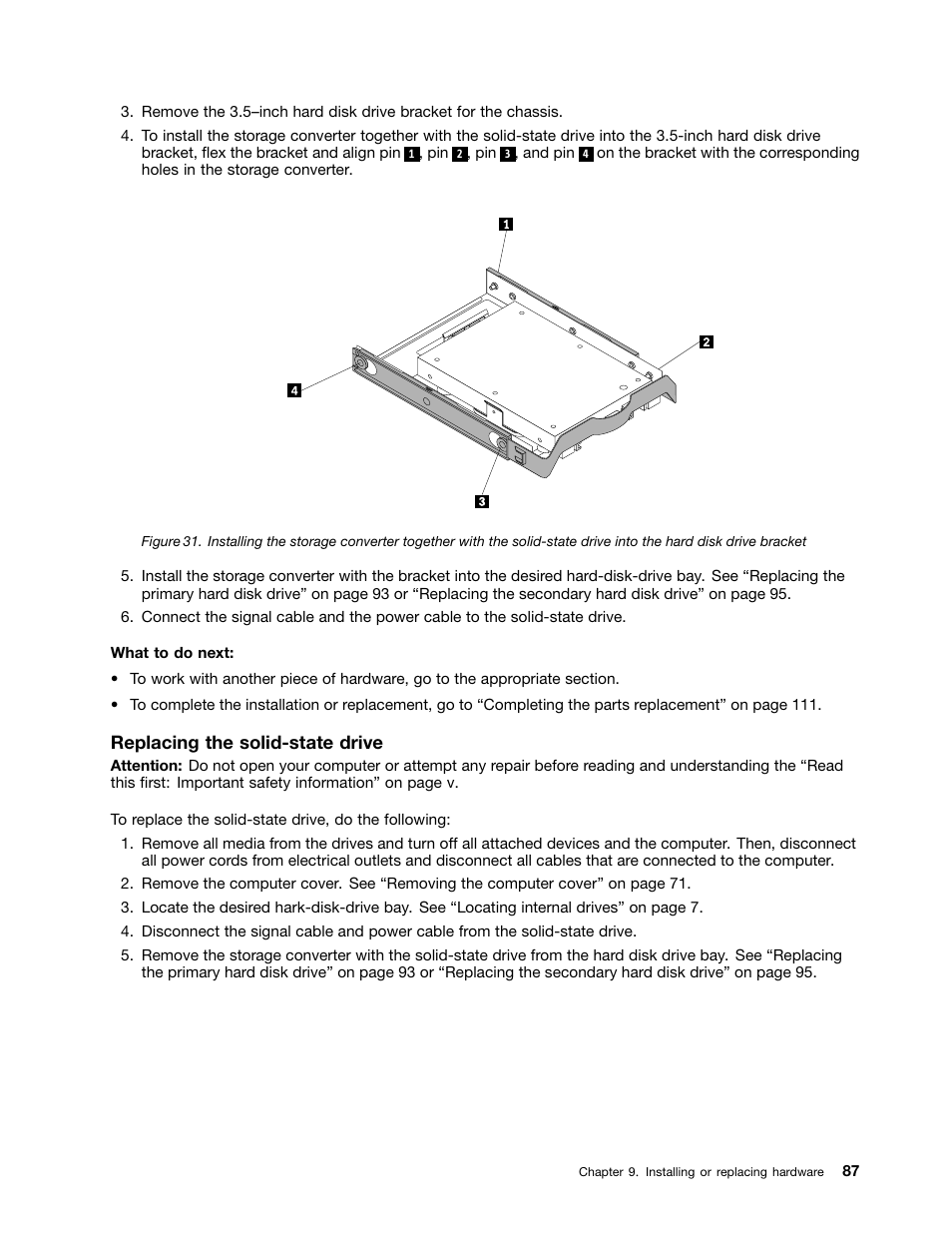 Replacing the solid-state drive | Lenovo ThinkStation P300 User Manual | Page 99 / 150