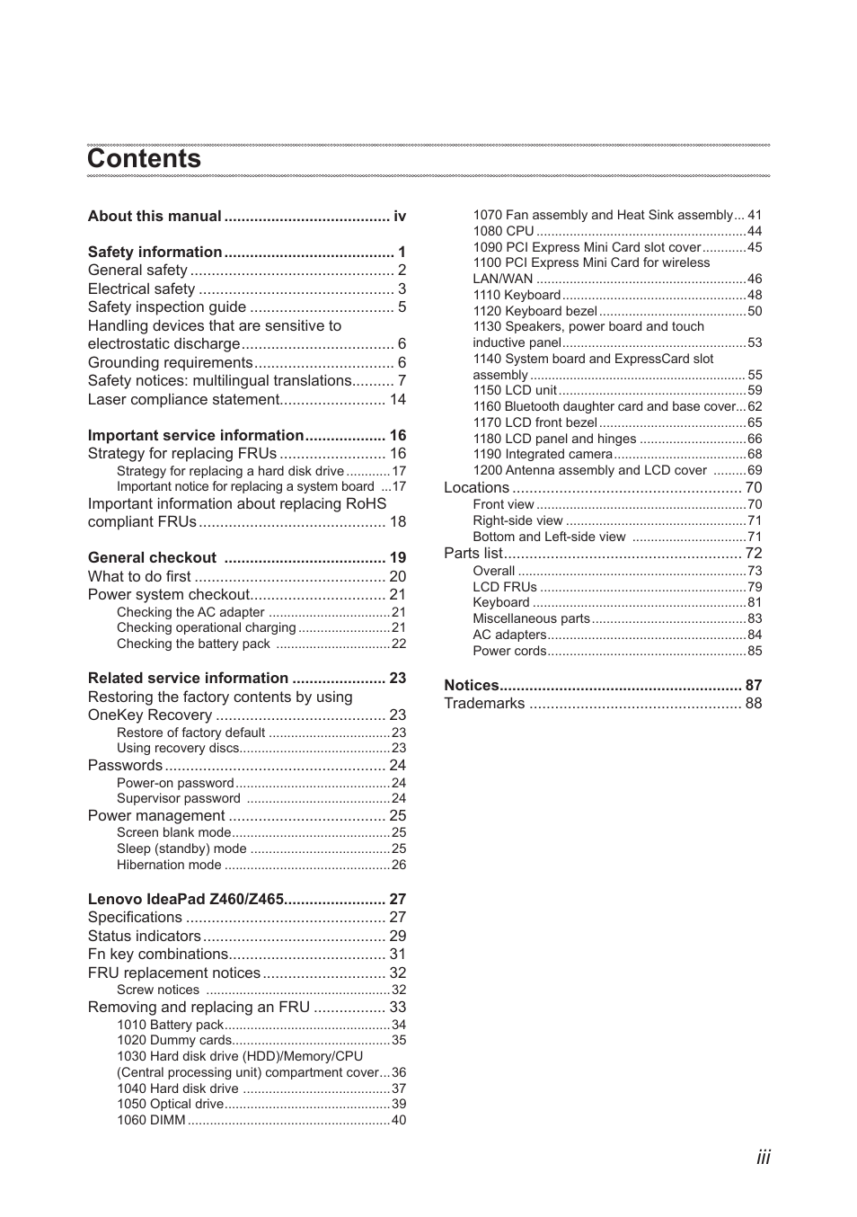 Lenovo IdeaPad Z460 User Manual | Page 3 / 92