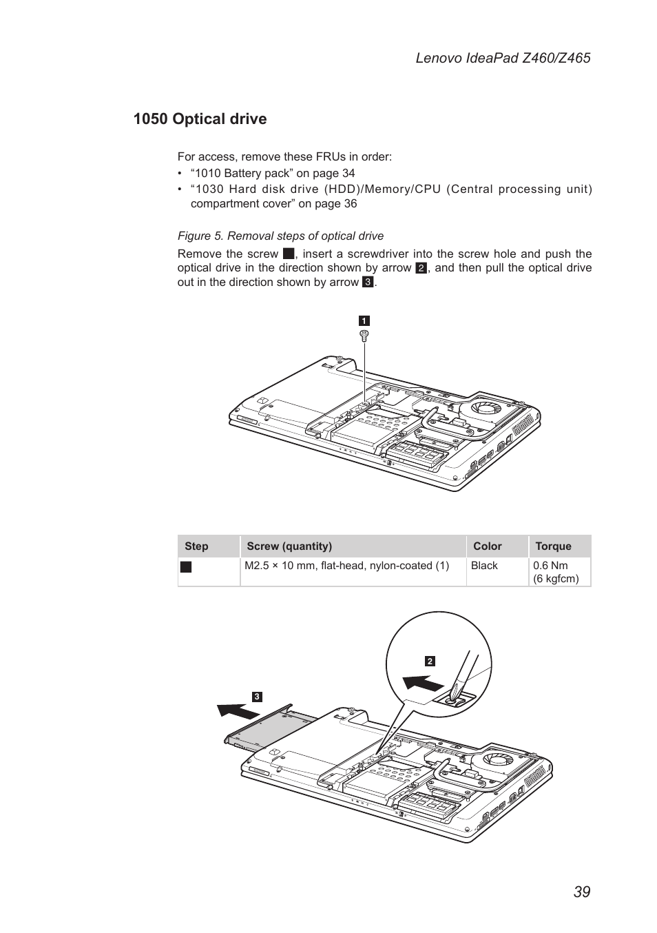 1050 optical drive | Lenovo IdeaPad Z460 User Manual | Page 43 / 92