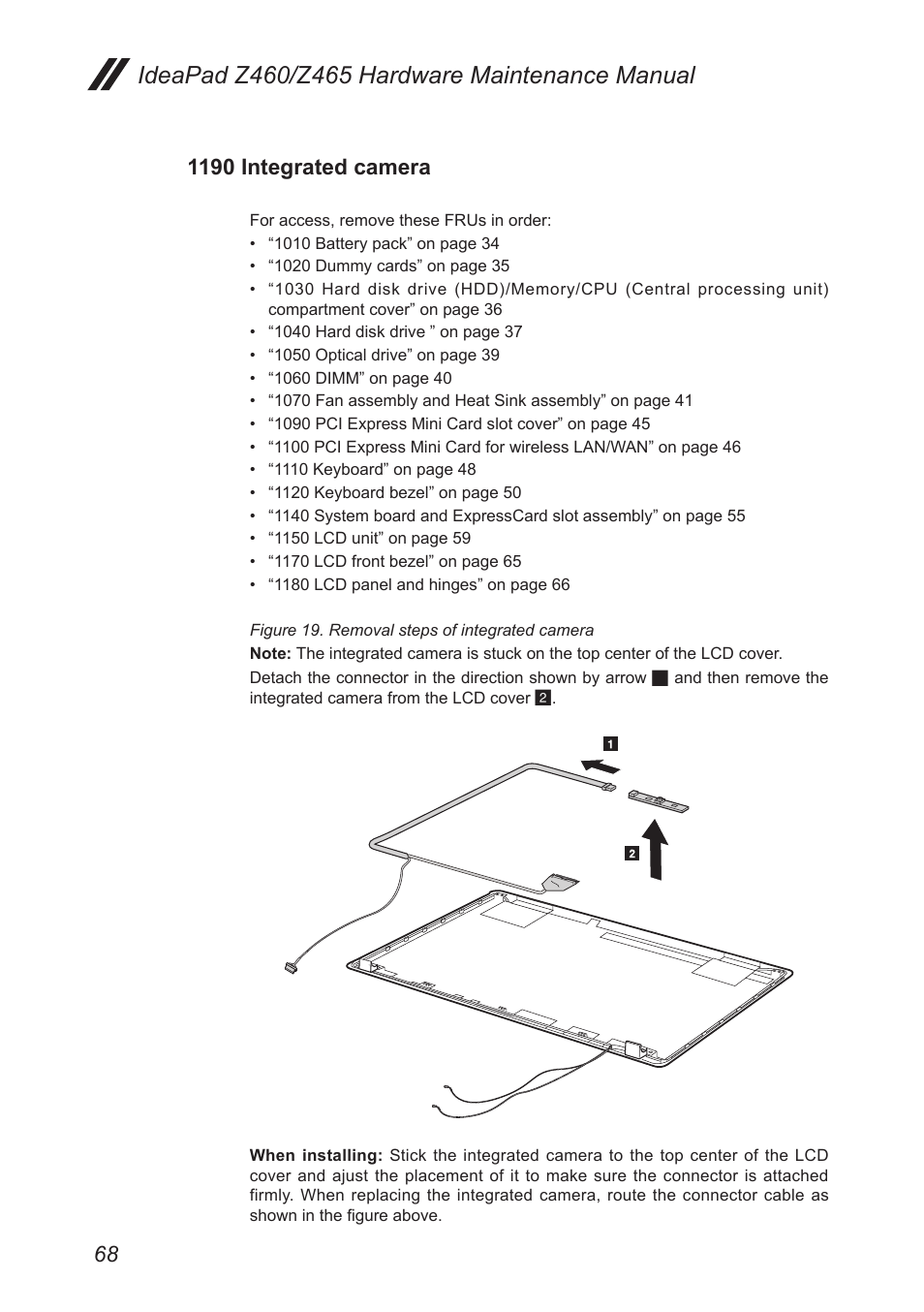 1190 integrated camera | Lenovo IdeaPad Z460 User Manual | Page 72 / 92