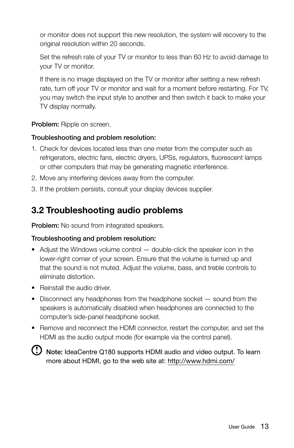 2 troubleshooting audio problems, C.c troublescooting audio problems | Lenovo IdeaCentre Q180 User Manual | Page 18 / 21