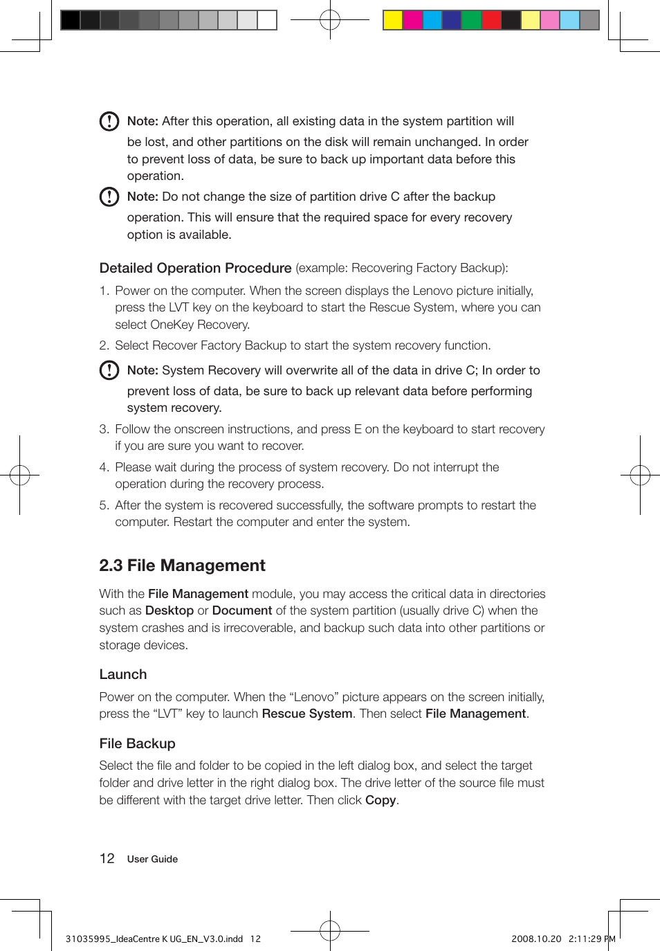 3 file management | Lenovo IdeaCentre K230 User Manual | Page 17 / 41