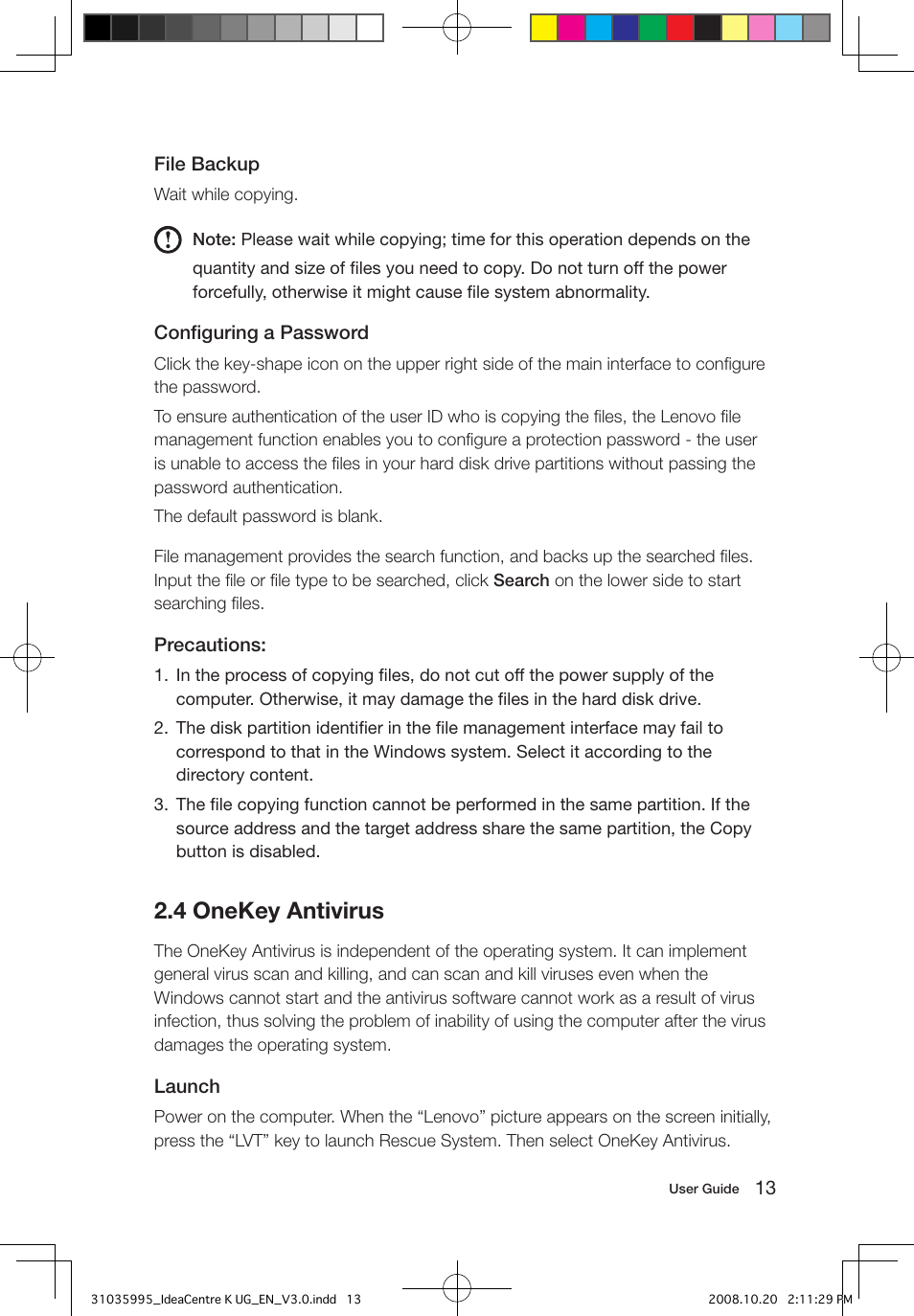 4 onekey antivirus | Lenovo IdeaCentre K230 User Manual | Page 18 / 41