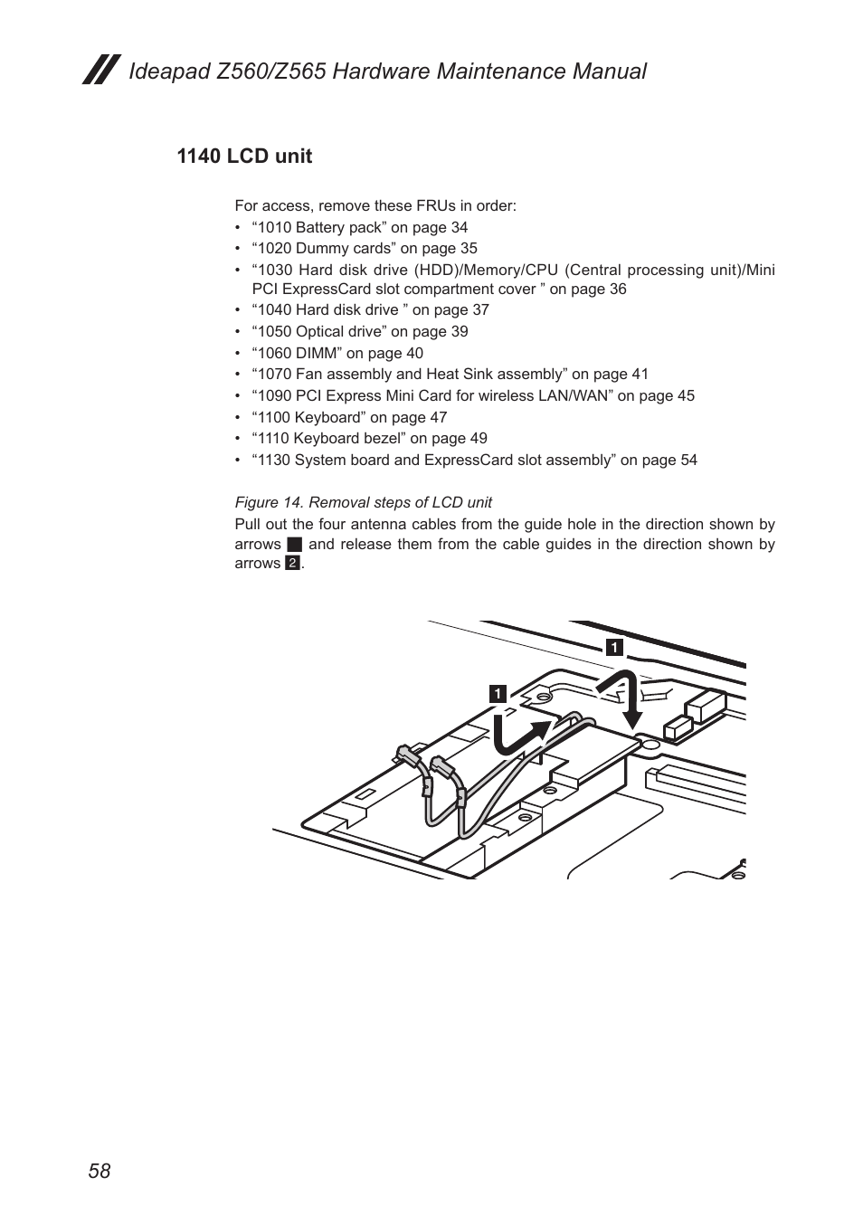 1140 lcd unit | Lenovo IdeaPad Z560 User Manual | Page 62 / 90