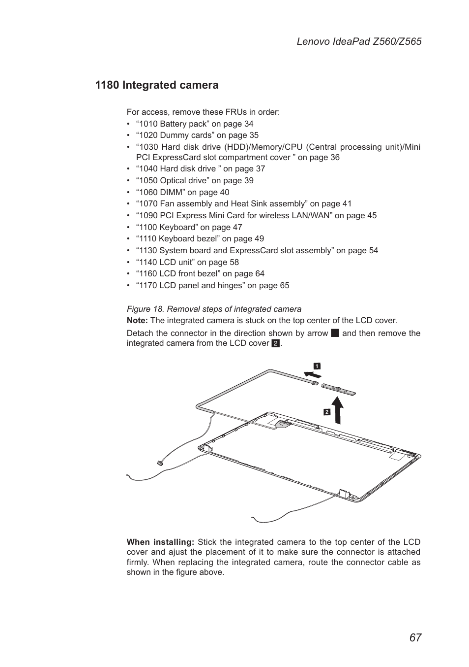 1180 integrated camera | Lenovo IdeaPad Z560 User Manual | Page 71 / 90