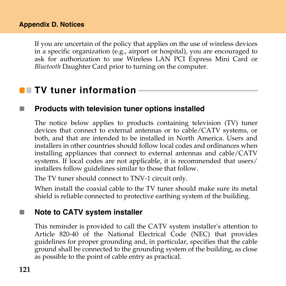 Tv tuner information | Lenovo IdeaPad Y430 User Manual | Page 130 / 150