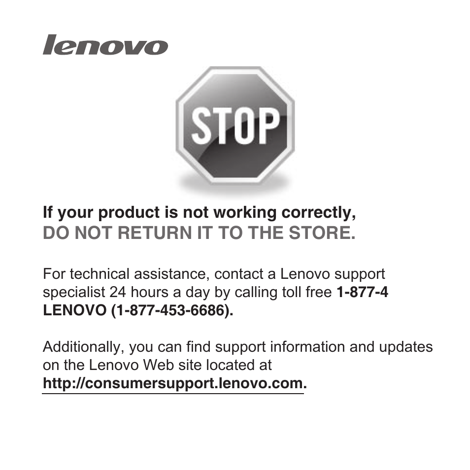 Do not return it to the store | Lenovo IdeaPad Y430 User Manual | Page 149 / 150