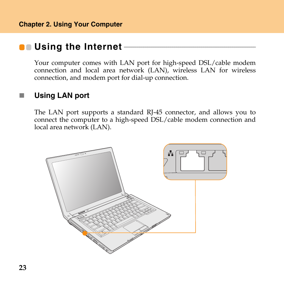 Using the internet | Lenovo IdeaPad Y430 User Manual | Page 32 / 150