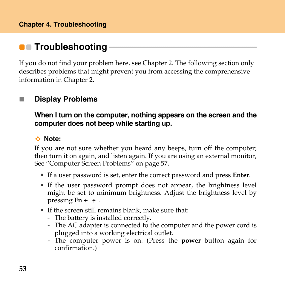 Troubleshooting | Lenovo IdeaPad Y430 User Manual | Page 62 / 150