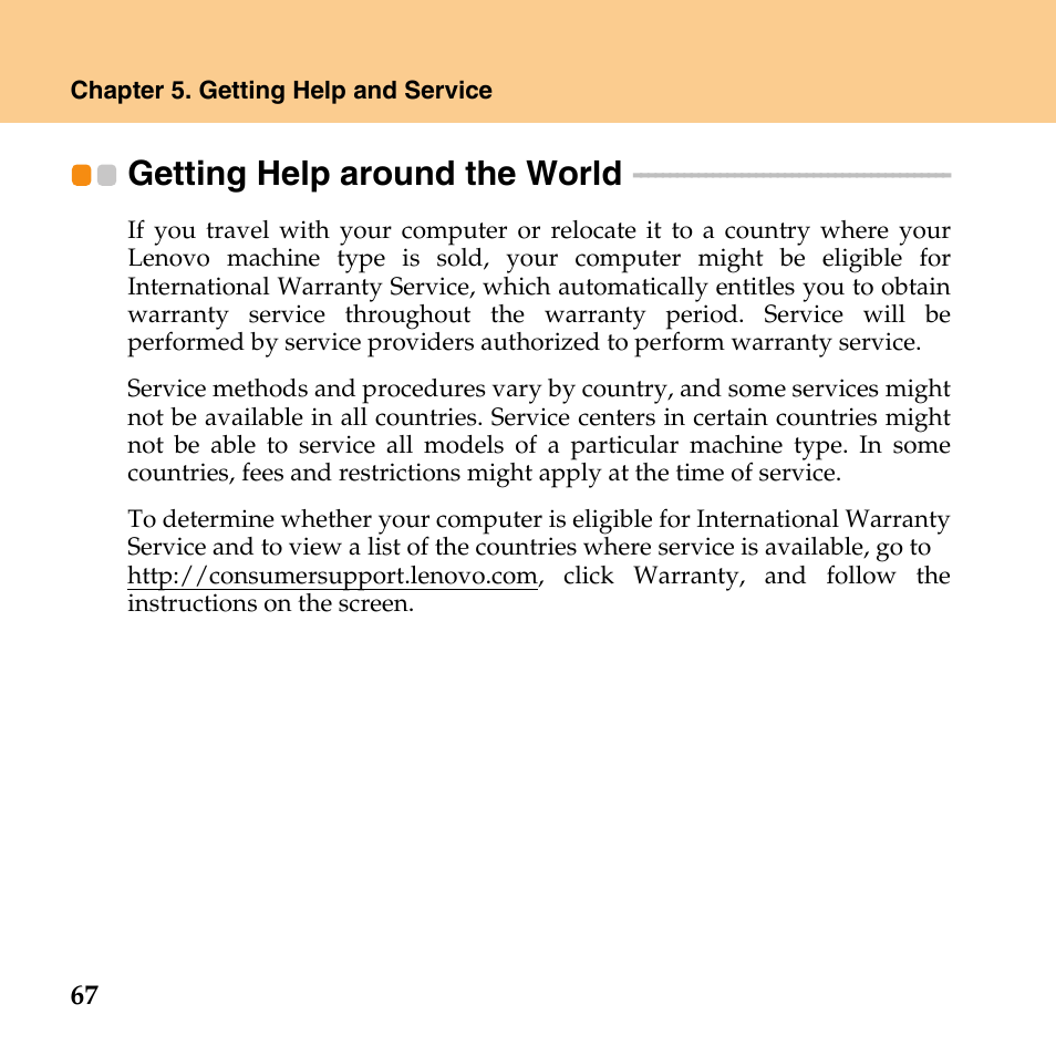 Getting help around the world, Getting help around, The world | Lenovo IdeaPad Y430 User Manual | Page 76 / 150