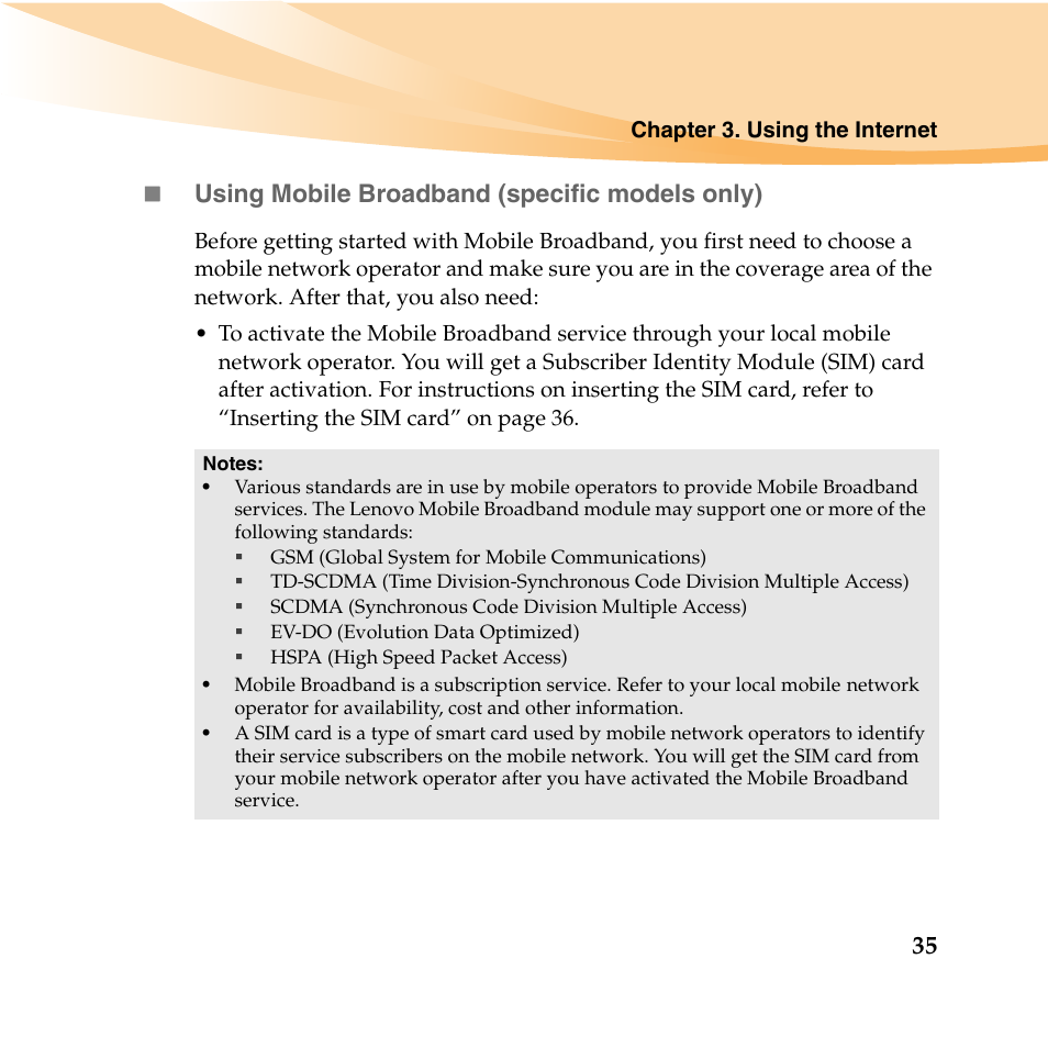 35  using mobile broadband (specific models only) | Lenovo IdeaPad U460 User Manual | Page 49 / 143