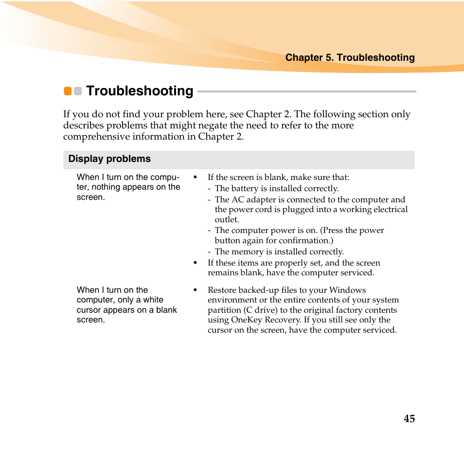 Troubleshooting | Lenovo IdeaPad U460 User Manual | Page 59 / 143