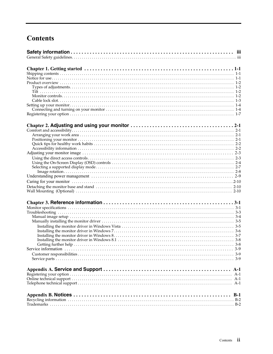 Lenovo ThinkVision LT2024 20 inch LED Backlit LCD Monitor User Manual | Page 3 / 36