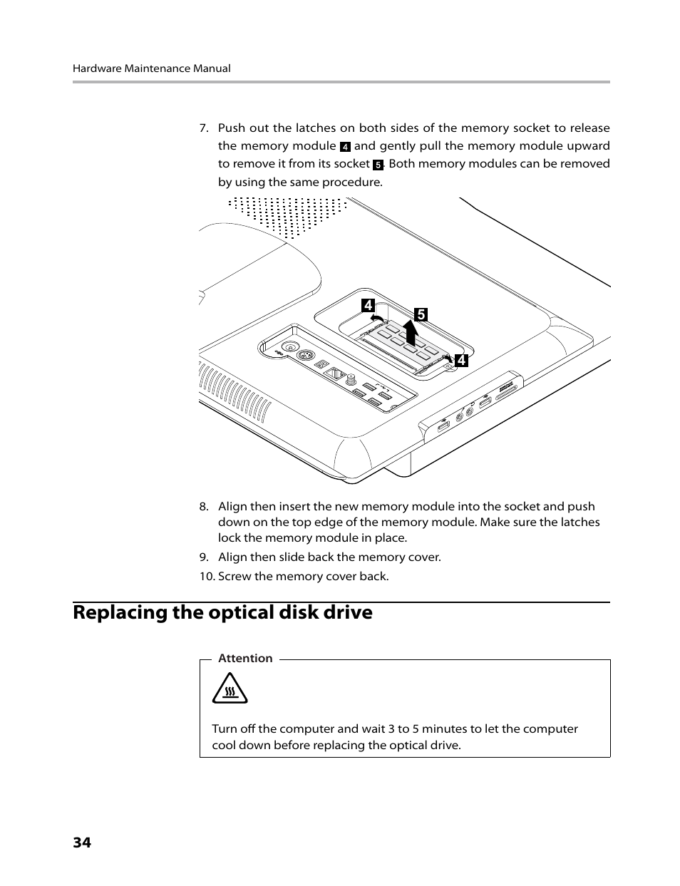 Replacing the optical disk drive | Lenovo IdeaCentre B305 User Manual | Page 36 / 64