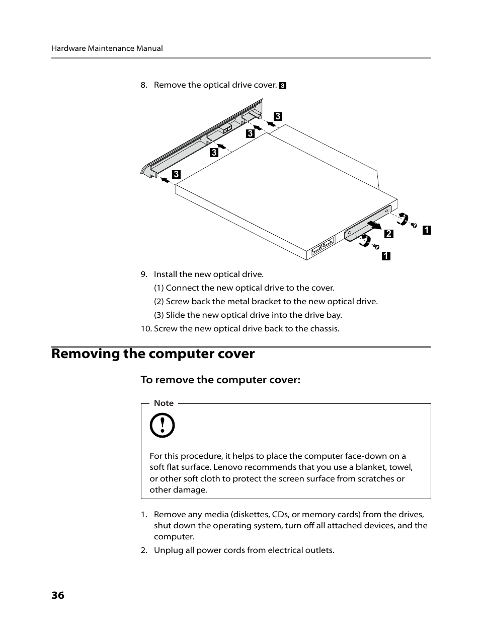 Removing the computer cover | Lenovo IdeaCentre B305 User Manual | Page 38 / 64