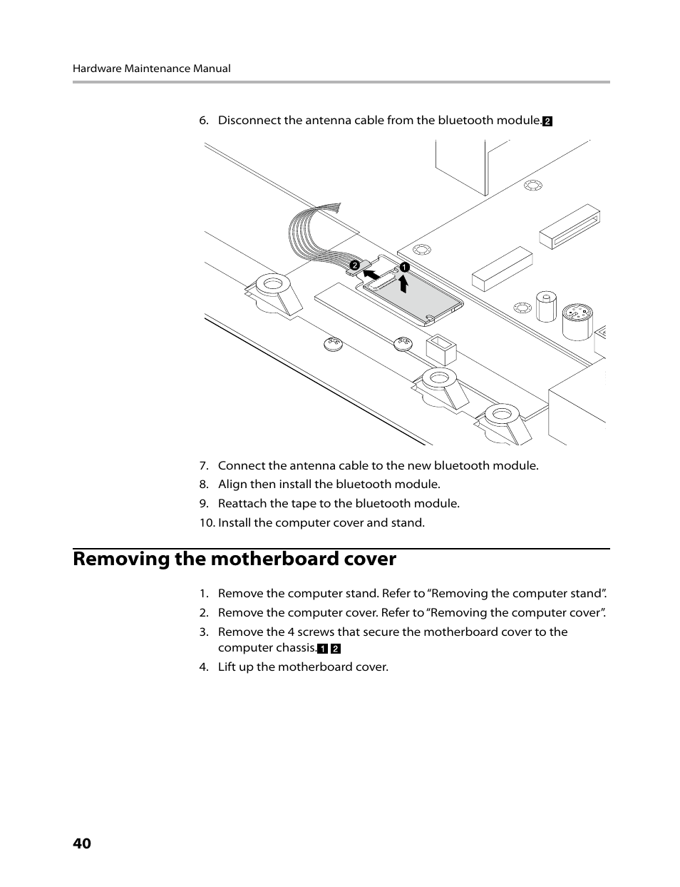 Removing the motherboard cover | Lenovo IdeaCentre B305 User Manual | Page 42 / 64