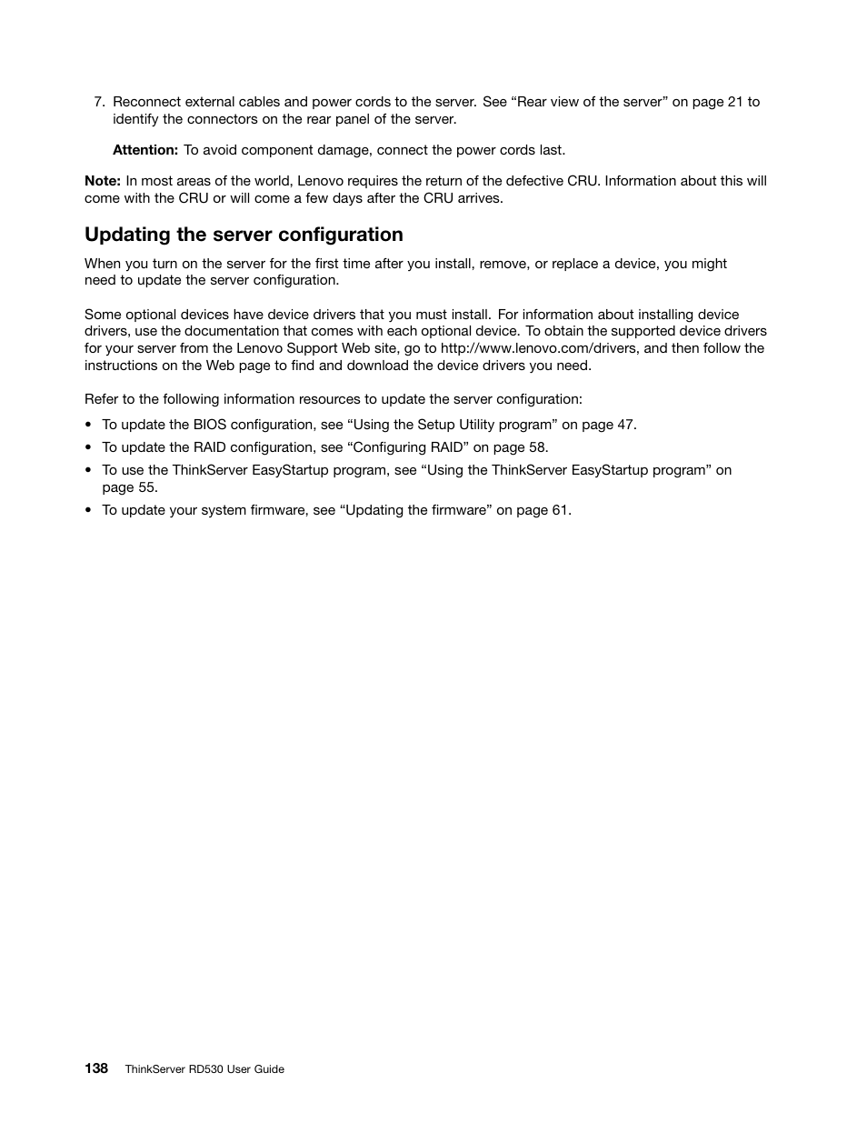Updating the server configuration | Lenovo ThinkServer RD530 User Manual | Page 150 / 174