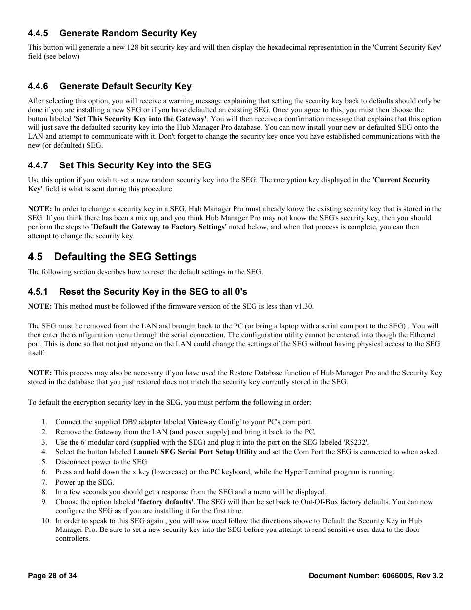 5 generate random security key, 6 generate default security key, 7 set this security key into the seg | 5 defaulting the seg settings, 1 reset the security key in the seg to all 0's | American International Electric SEG-M User Manual | Page 28 / 34