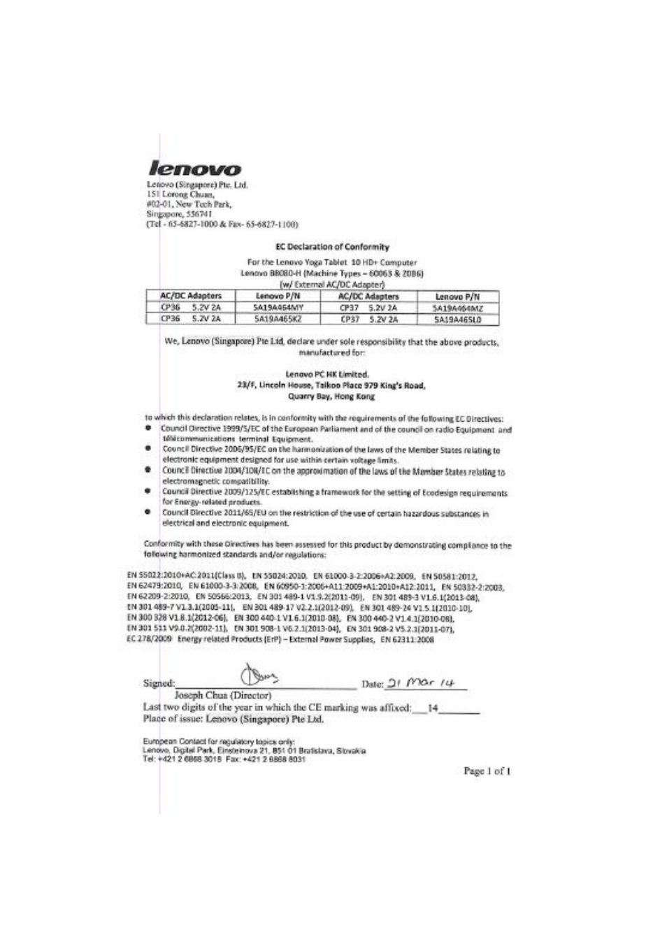 Lenovo Yoga Tablet 10 HD+ B8080 User Manual | Page 5 / 8