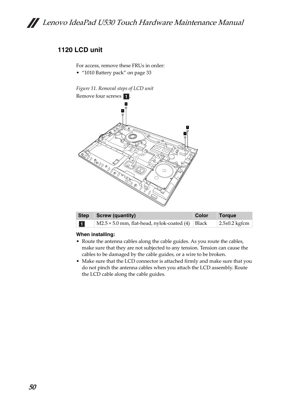 1120 lcd unit | Lenovo IdeaPad U530 Touch Notebook User Manual | Page 54 / 77