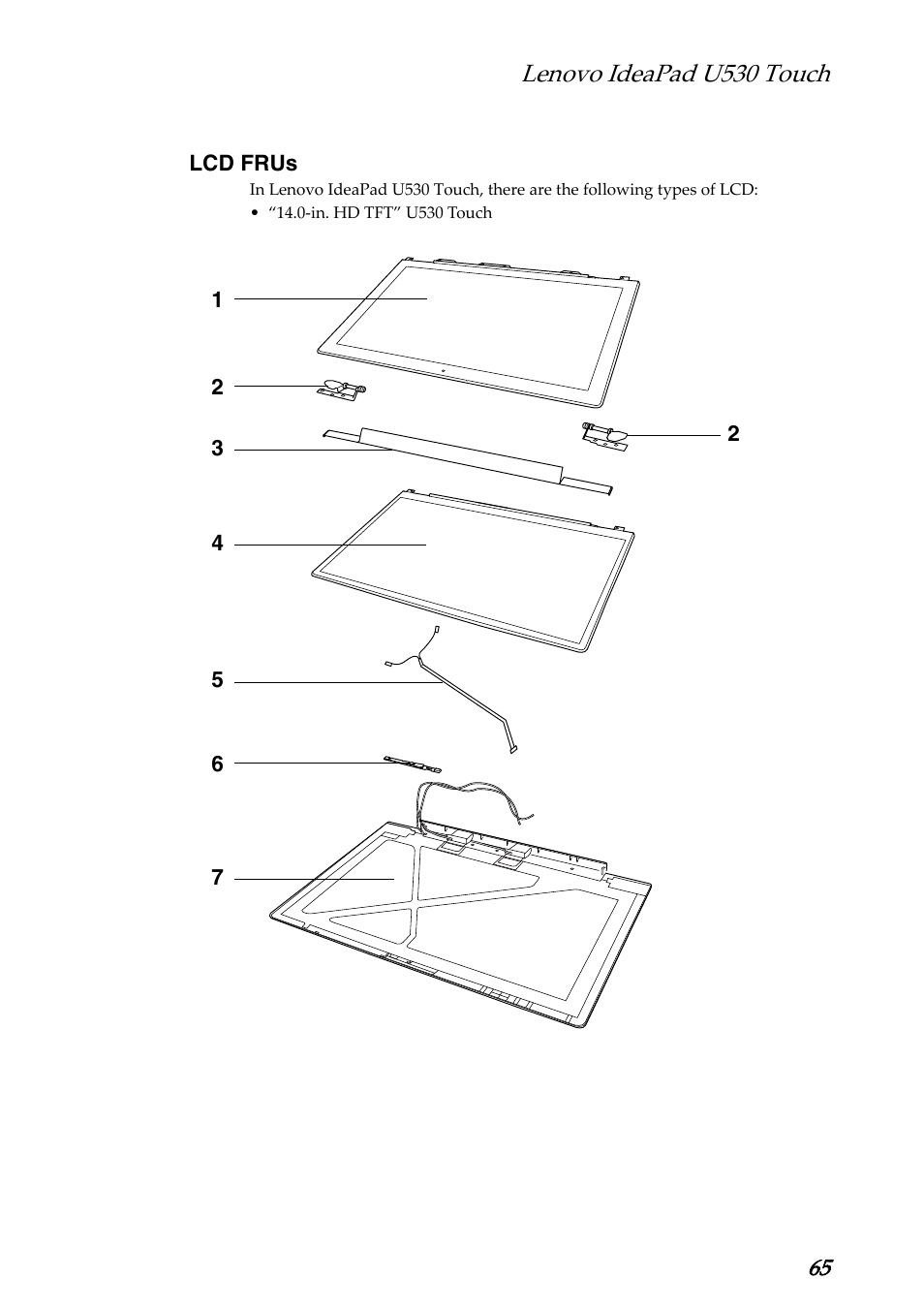 Lcd frus, Lenovo ideapad u530 touch | Lenovo IdeaPad U530 Touch Notebook User Manual | Page 69 / 77