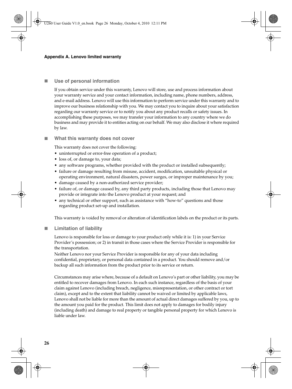 Lenovo IdeaPad U260 User Manual | Page 30 / 42