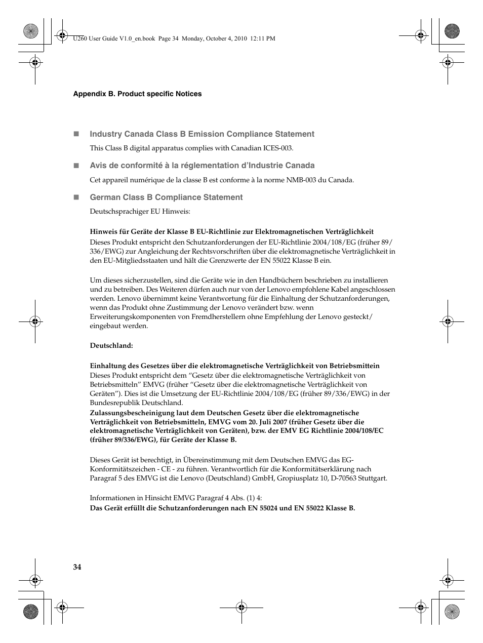 Lenovo IdeaPad U260 User Manual | Page 38 / 42