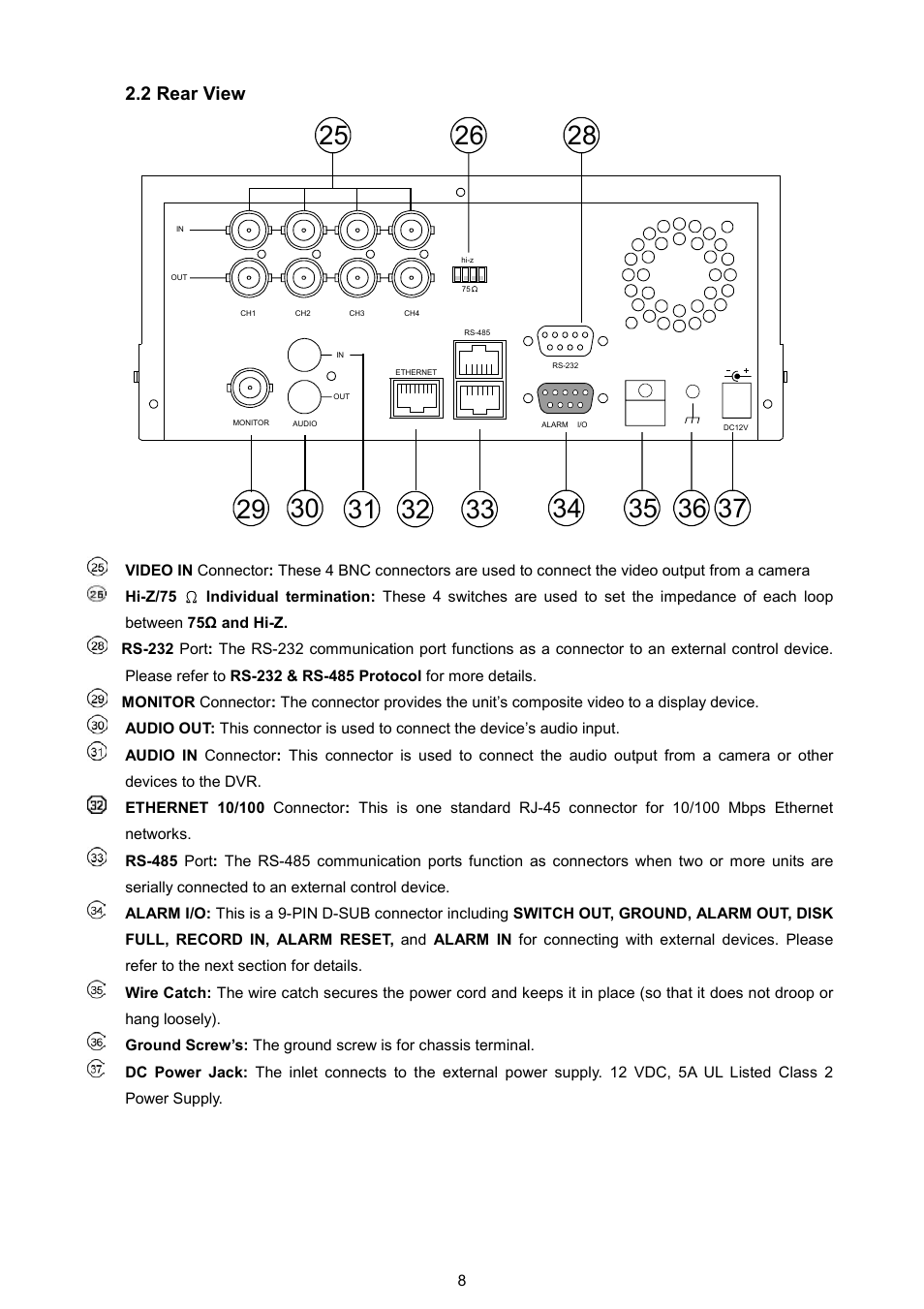 2 rear view | AVE MV DR4000 User Manual | Page 10 / 87