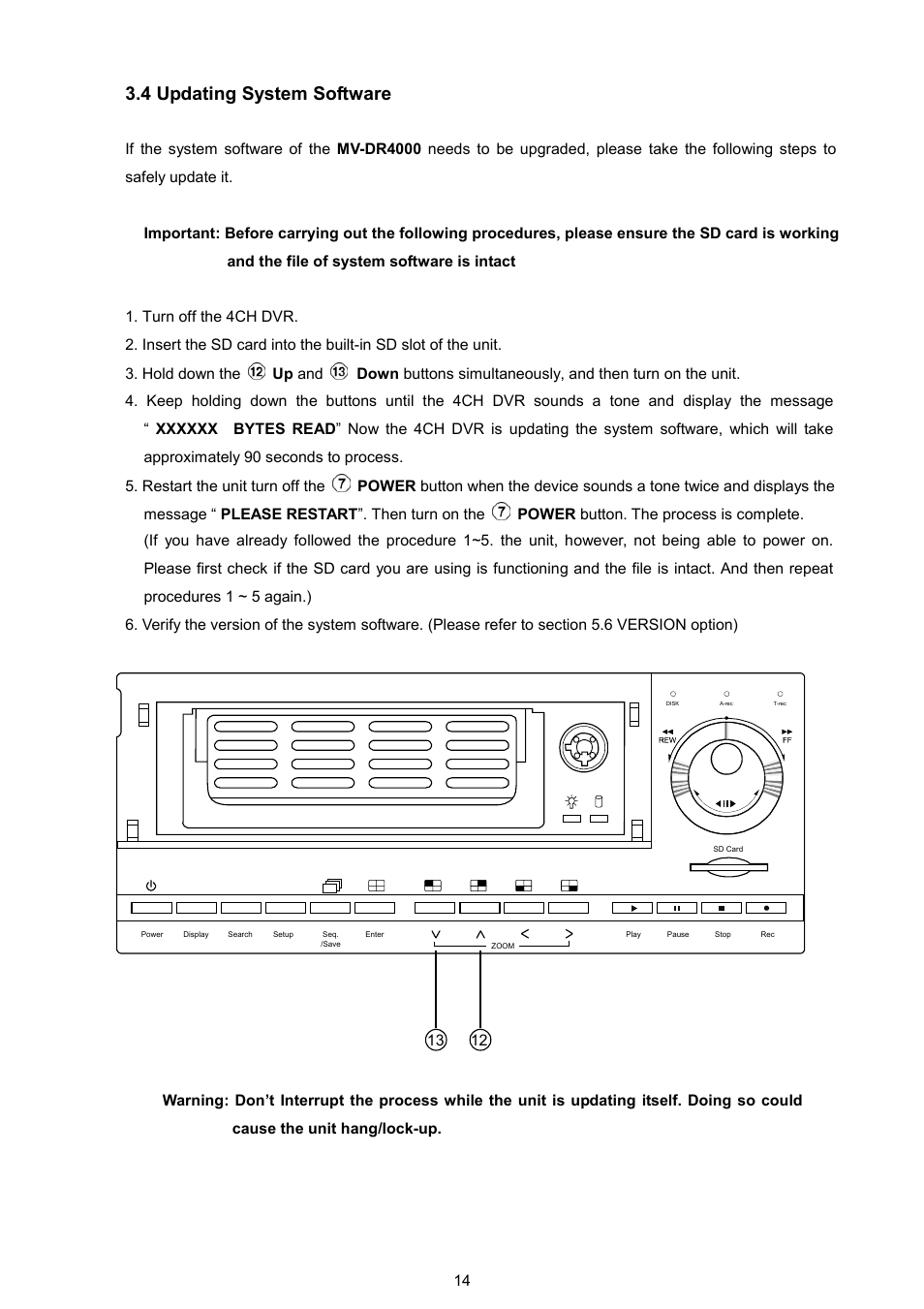 4 updating system software | AVE MV DR4000 User Manual | Page 16 / 87