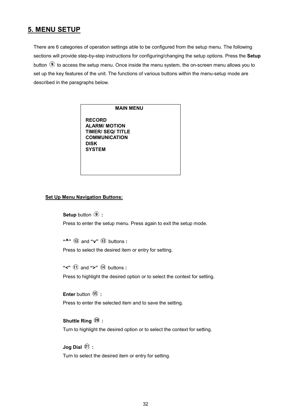 Menu setup | AVE MV DR4000 User Manual | Page 34 / 87