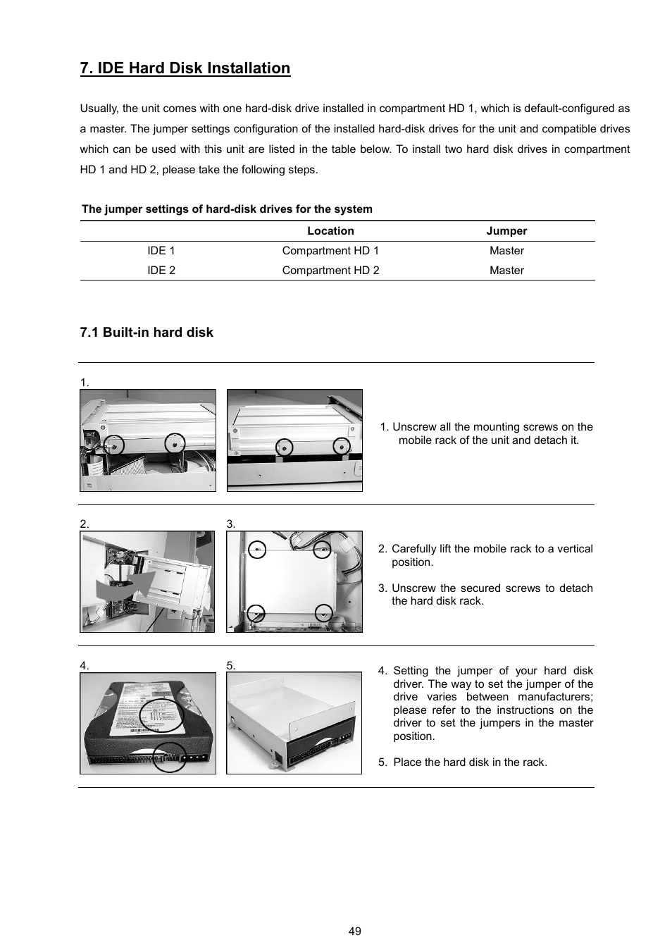 Ide hard disk installation | AVE MV DR4000 User Manual | Page 51 / 87