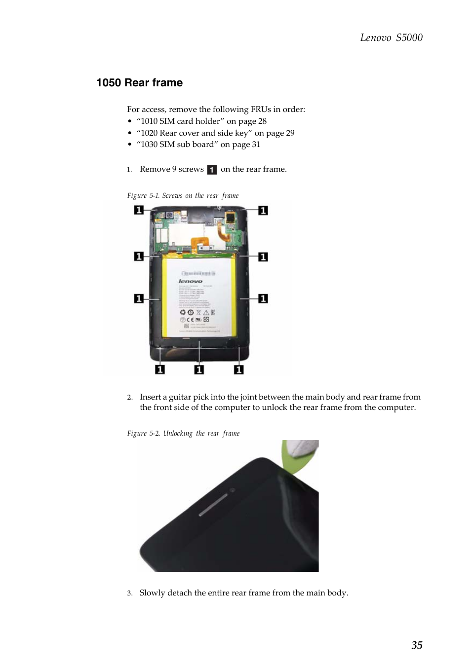 1050 rear frame, Lenovo s5000 | Lenovo S5000 Tablet User Manual | Page 39 / 60