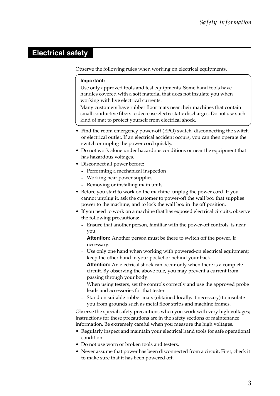 Electrical safety, Safety information | Lenovo S5000 Tablet User Manual | Page 7 / 60