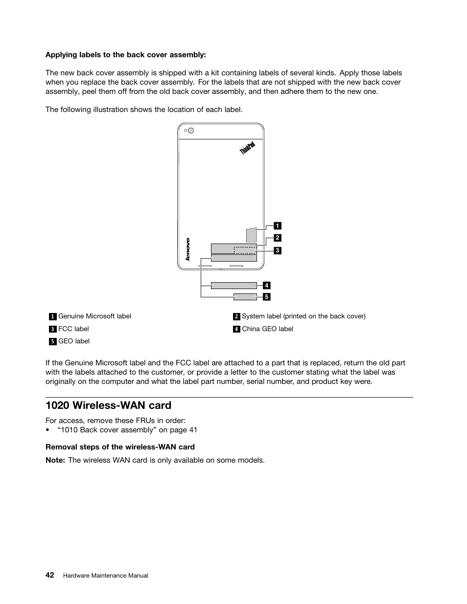 1020 wireless-wan card | Lenovo ThinkPad 8 User Manual | Page 48 / 66