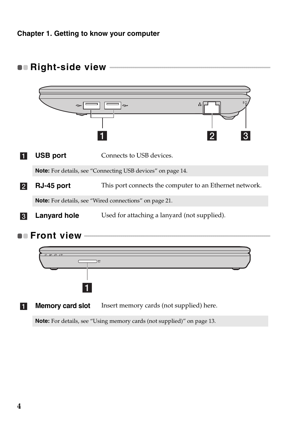 Right-side view, Front view, Right-side view front view | Lenovo IdeaPad S100 User Manual | Page 8 / 41