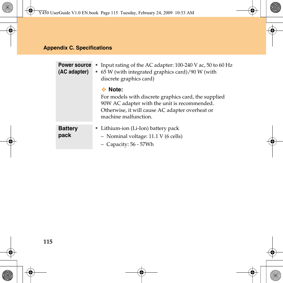 Lenovo IdeaPad Y450 User Manual | Page 124 / 148
