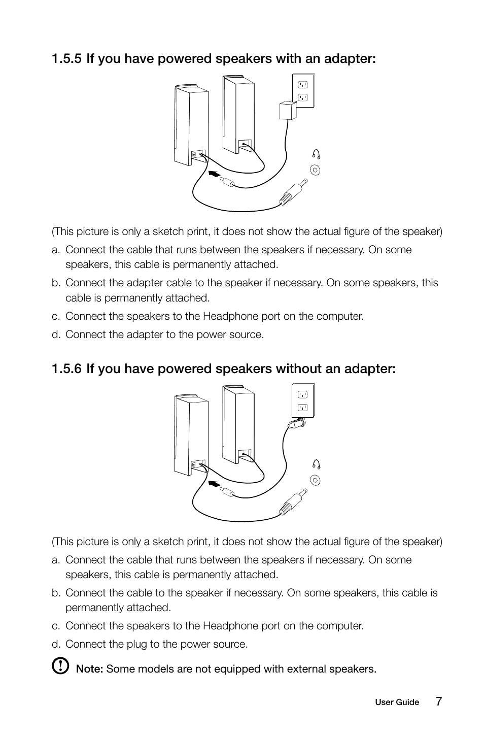 5 if you have powered speakers with an adapter, 6 if you have powered speakers without an adapter | Lenovo IdeaCentre B305 User Manual | Page 12 / 51