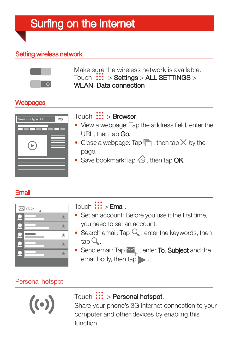Surfing on the internet | Lenovo K900 Smartphone User Manual | Page 10 / 14