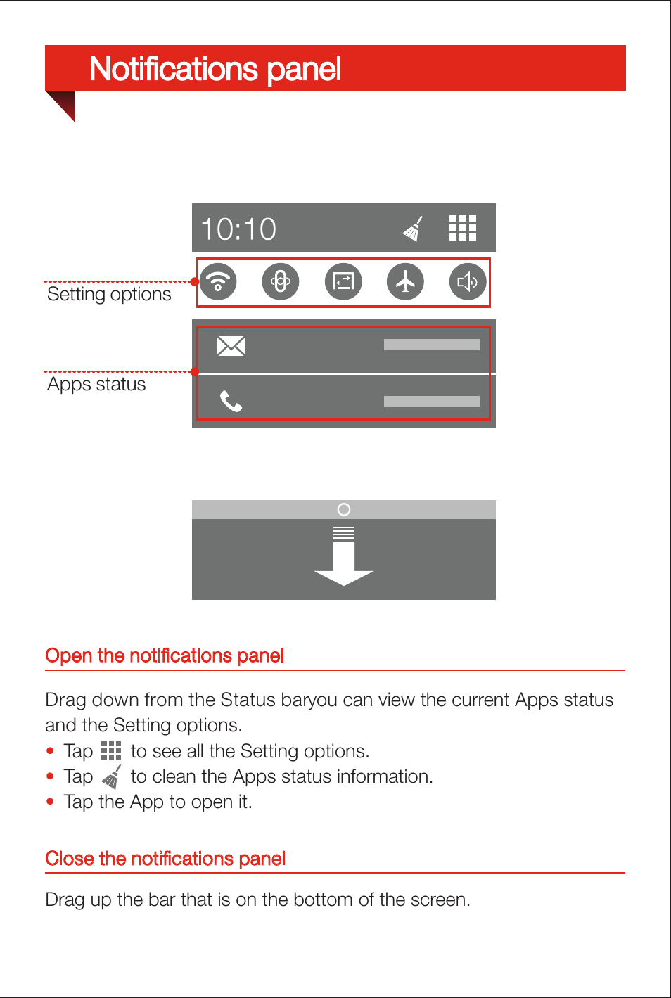 Notifications panel | Lenovo K900 Smartphone User Manual | Page 13 / 14