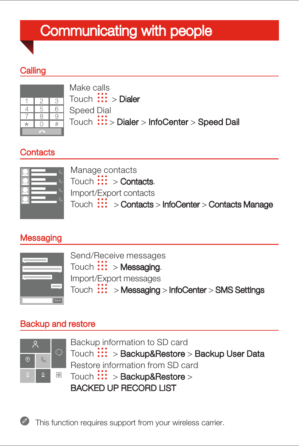 Communicating with people | Lenovo K900 Smartphone User Manual | Page 9 / 14