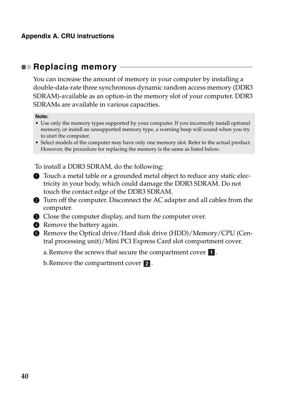 Replacing memory | Lenovo IdeaPad P585 User Manual | Page 44 / 53