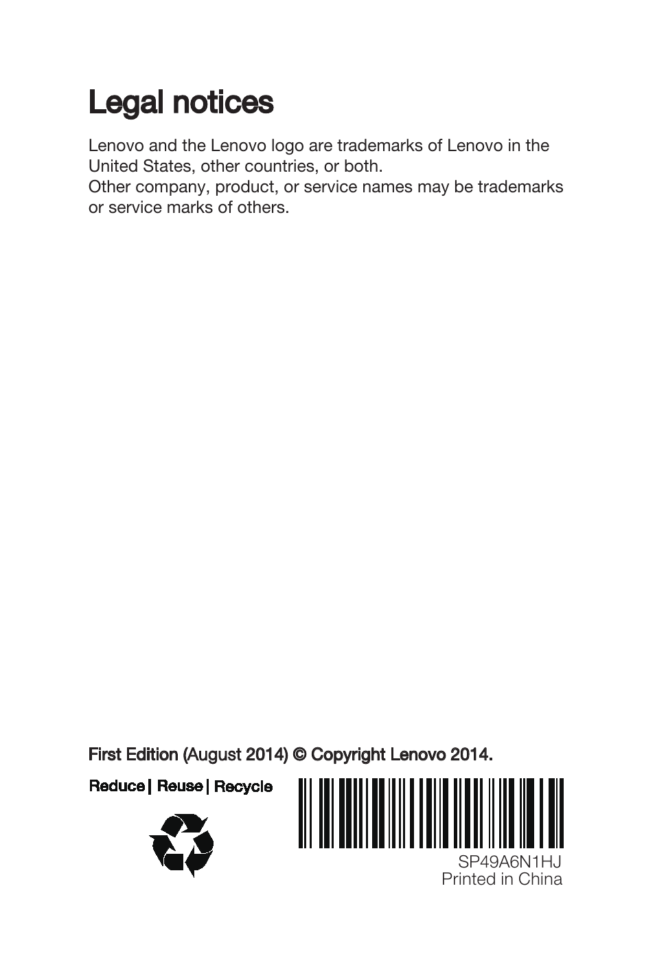 Legal notices | Lenovo S856 Smartphone User Manual | Page 20 / 20