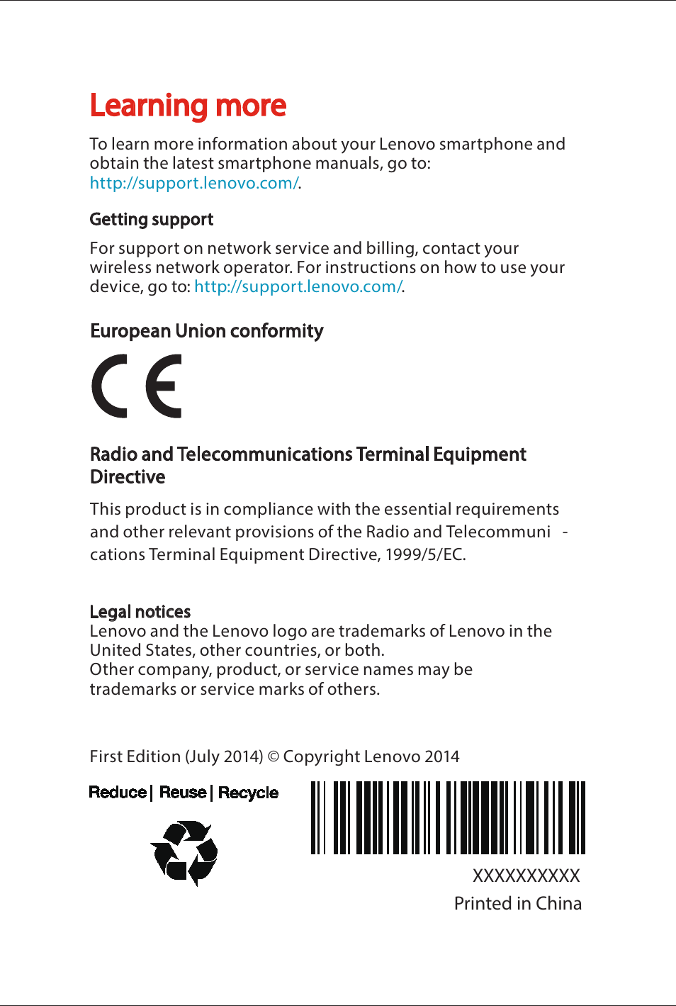 Learning more | Lenovo A606 Smartphone User Manual | Page 6 / 6