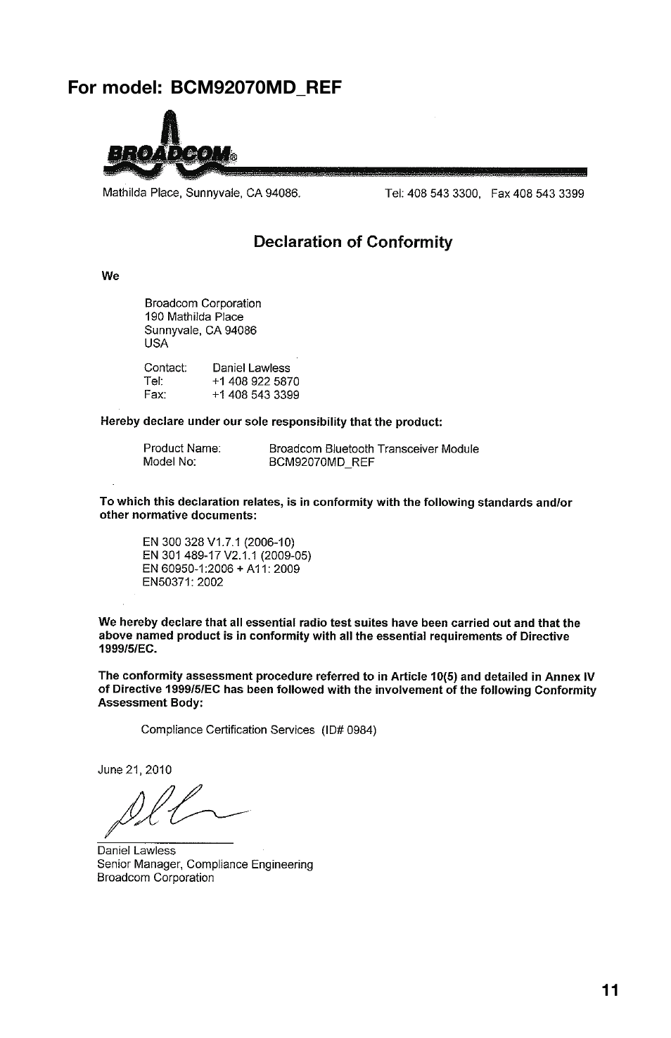 For model: bcm92070md_ref | Lenovo ThinkCentre M70z User Manual | Page 11 / 12