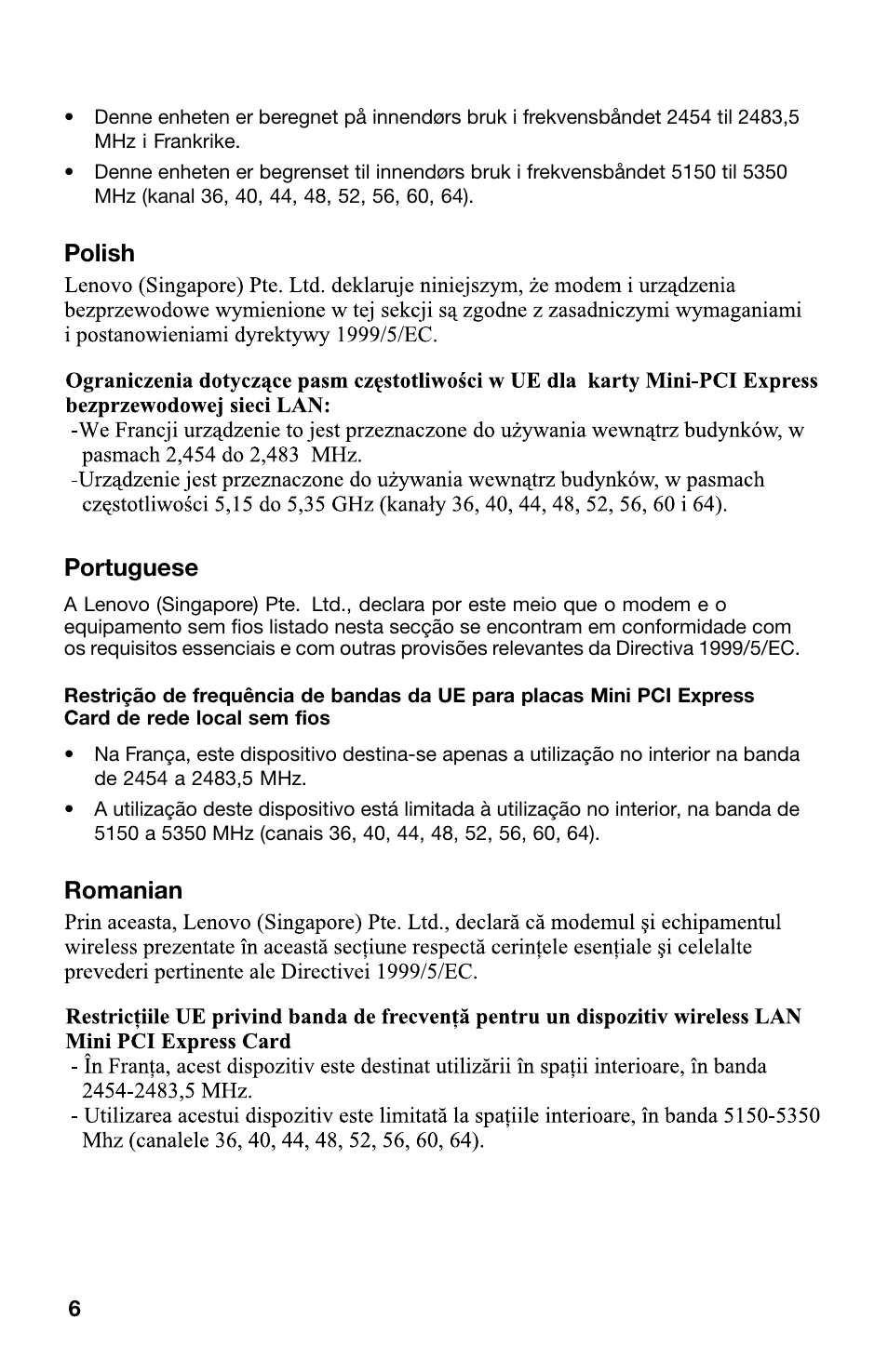 Polish, Portuguese, Romanian | Polish portuguese | Lenovo ThinkCentre M70z User Manual | Page 6 / 12