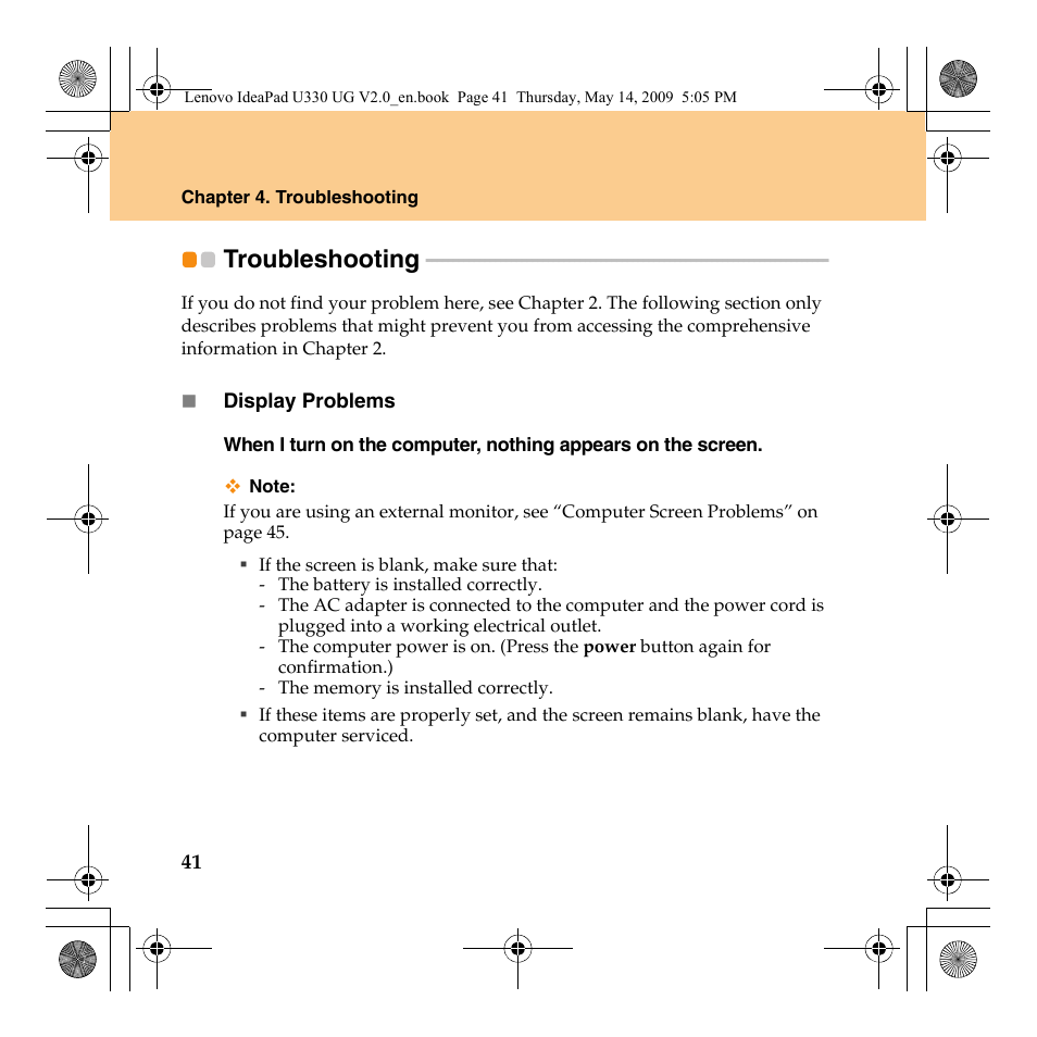 Troubleshooting | Lenovo IdeaPad U330 User Manual | Page 50 / 135